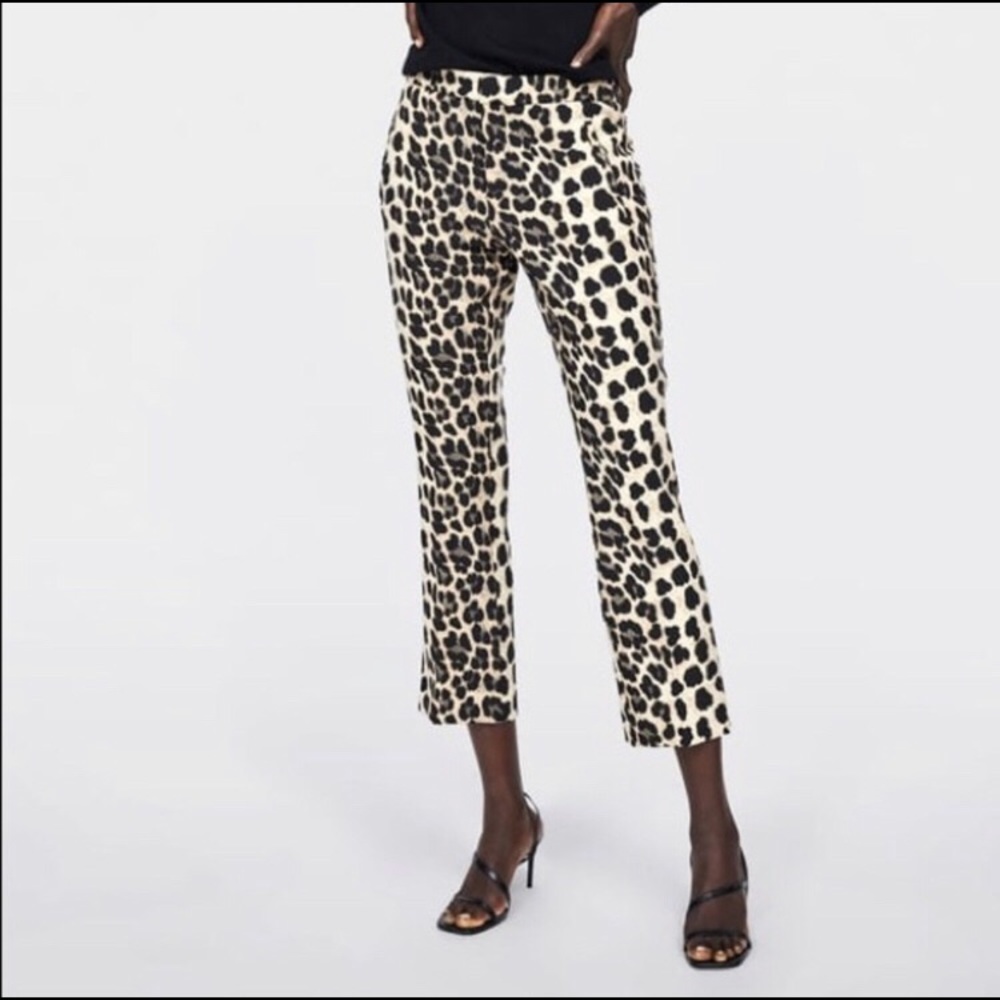 Zara leopard cropped pants